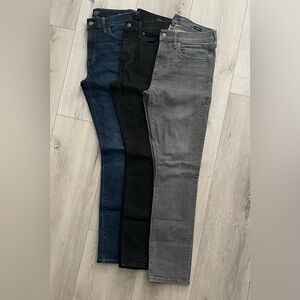 J. Crew Skinny Jeans Trio - Dark Blue, Black, Gray
